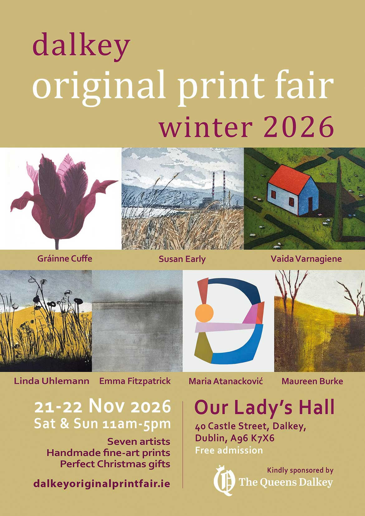 Dalkey Original Print Fair - Winter 2026 Dalkey Original Print Fair - Winter 2026 - seven established printmakers selling original handmade prints at Our Lady's Hall, Dalkey, Dublin. 21-22 November 2026. Free entry.
